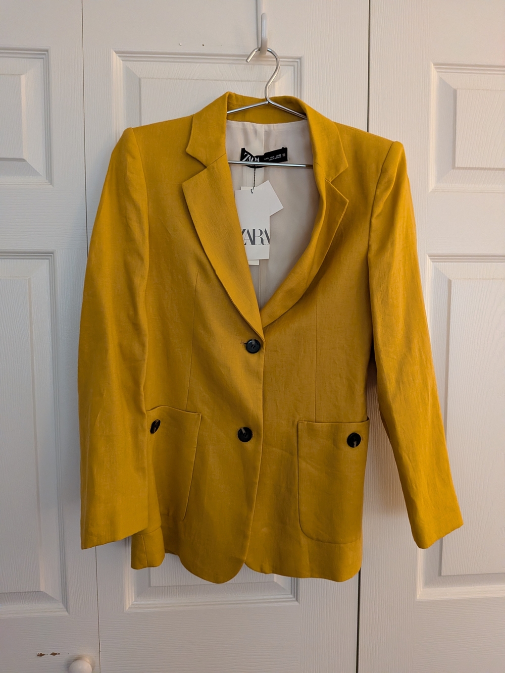 Zara Women's Mustard Yellow Single-Breasted Blazer